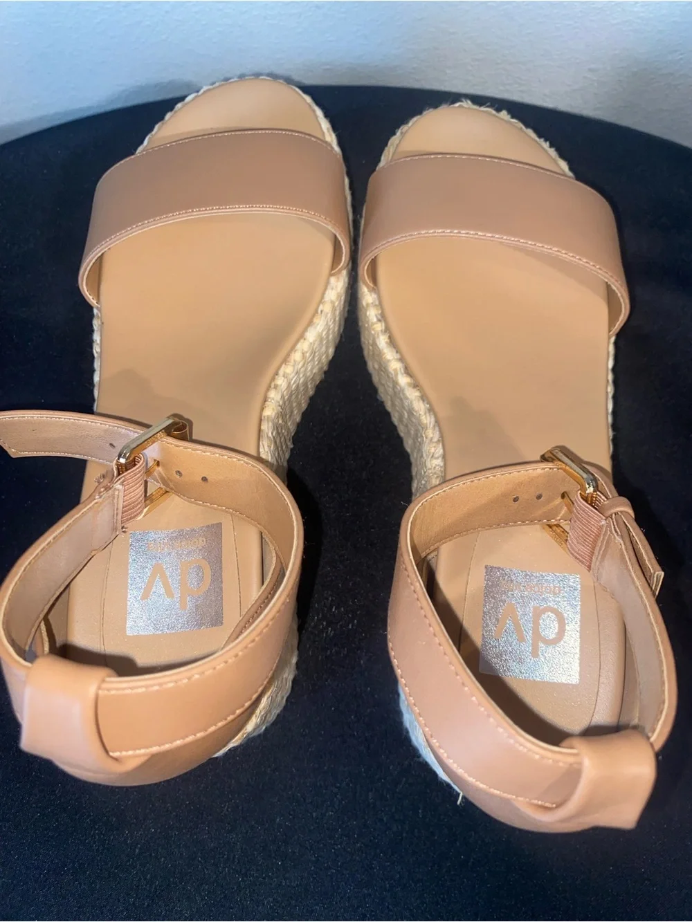 DV Tan Woven Platform Espadrille Sandals with Ankle Straps